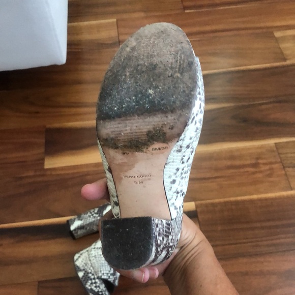 BCBGMAXAZRIA PYTHON DUNE LEATHER PLATFORM OPEN TOE SLING BACK SANDALS SIZE 5M - Picture 10 of 15